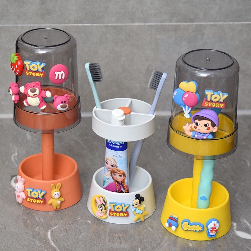 GIÁ ĐỠ CỐC ĐÁNH RĂNG ĐỂ BÀN CHO BÉ , KÈM STICKER - JL