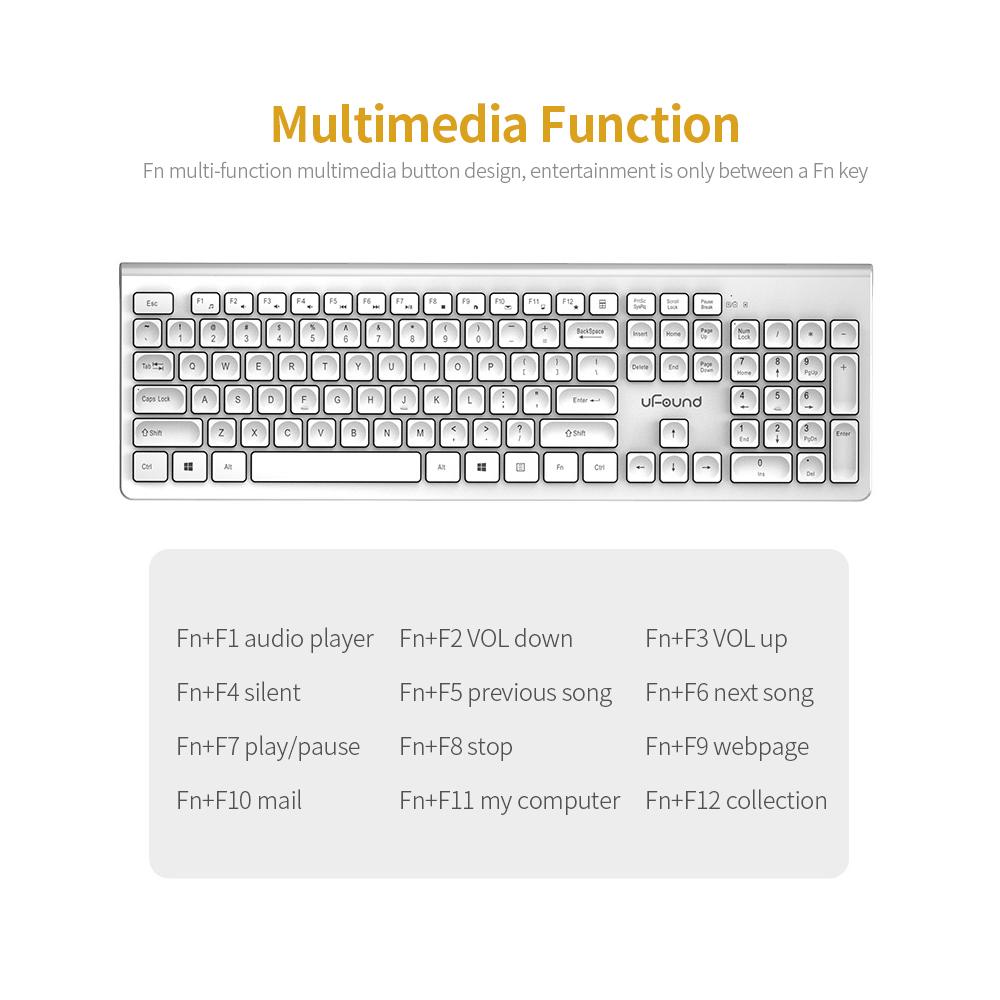 Chuột và Bàn phím R-753 Combo 106 phím Bàn phím sô cô la siêu mỏng + Chuột im lặng không dây 1200DPI Trắng