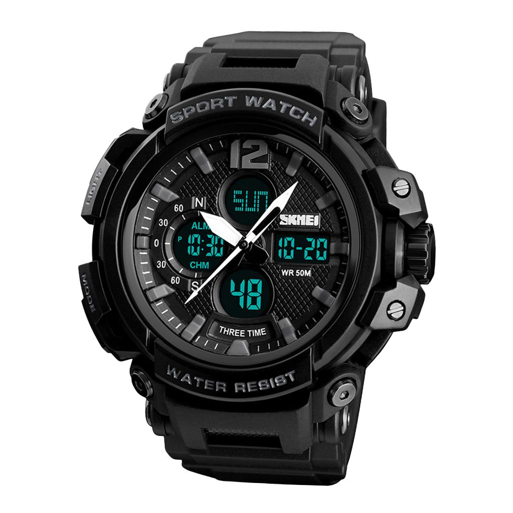 5ATM Waterproof Multifunction Digital Watch Electronic Waterproof Alarm Calendar Quartz Sports Wristwatch