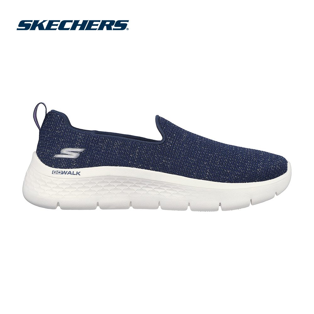 Skechers Nữ Giày Thể Thao Xỏ Chân Đi Bộ Giặt Máy Được, Tập Gym, Đi Học, Đi Làm, Thường Ngày GOwalk Flex Flashing Stars Walking Air-Cooled Goga Mat Flex Pillars, Machine Washable, Ortholite, Ultra Go - 124964-NVY