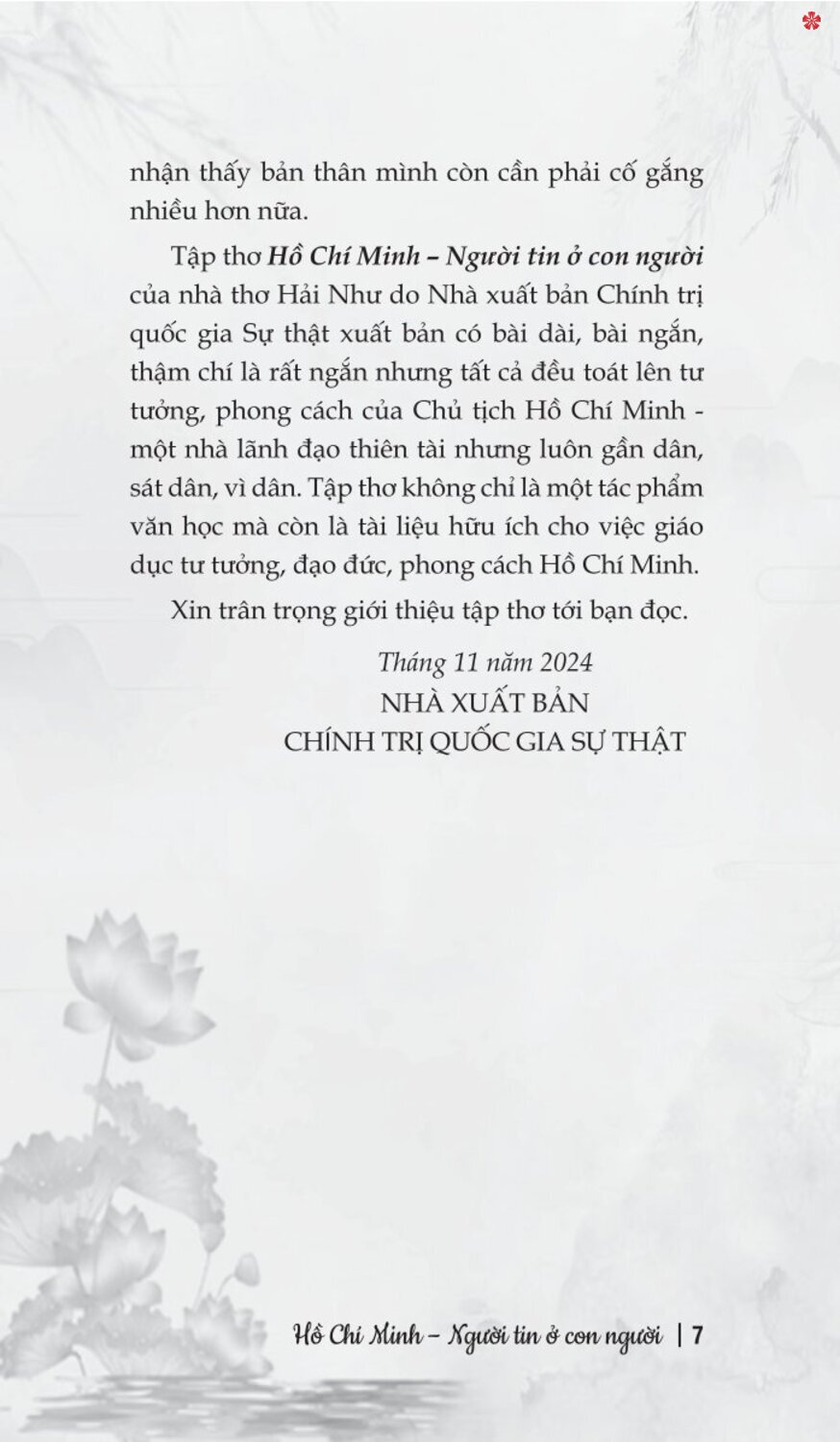 Hồ Chí Minh - Người tin ở con người (bản in 2024)