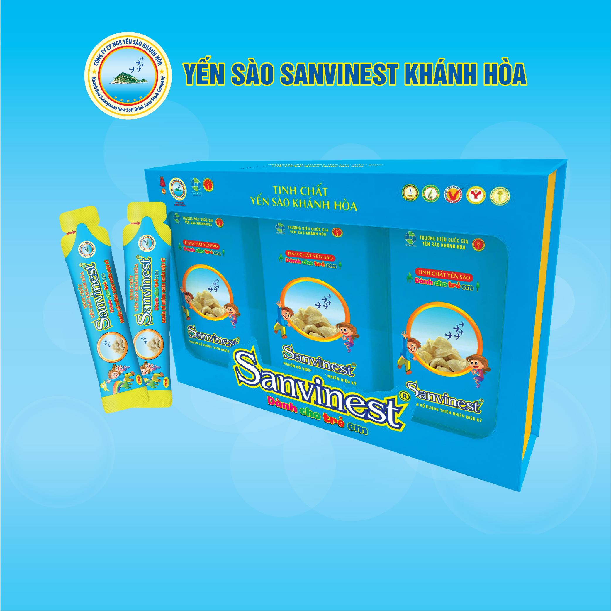 Hộp quà tặng Tinh chất Yến sào Khánh Hòa Sanvinest dành cho trẻ em 30 túi 20ml