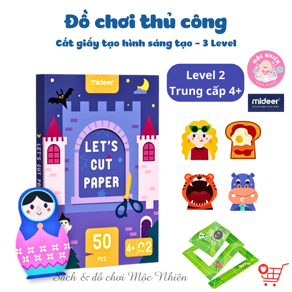 Đồ Chơi Cắt Giấy Thủ Công Tạo Hình Sáng Tạo 03 Cấp Độ - Mideer Lets Cut Paper Cho Bé 3 4 5 Tuổi - Level 2 - Trung Cấp 4