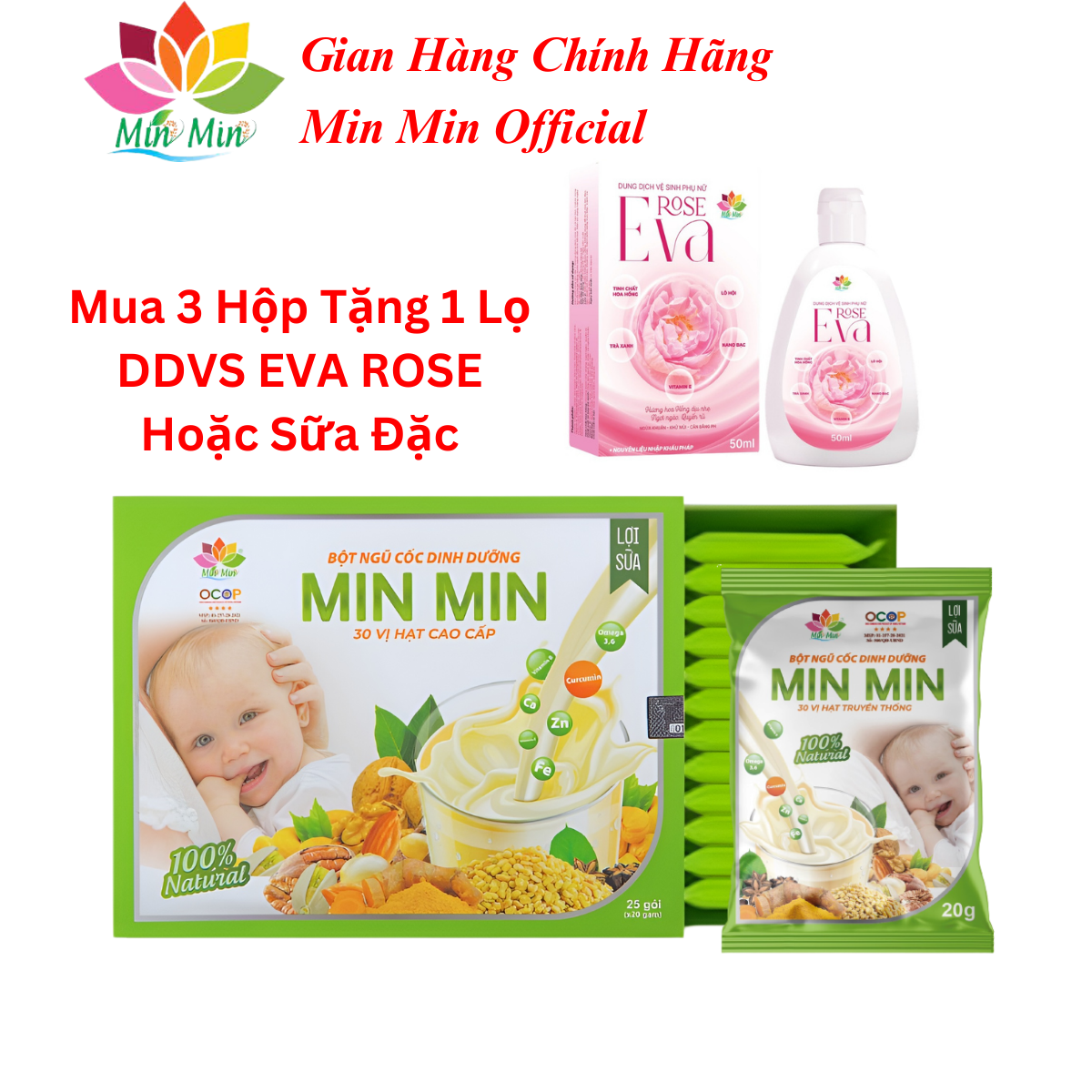 Combo 2 Hộp Ngũ Cốc Min Min Lợi Sữa 38 Hạt Dạng Gói (1Hộp 500gr x25 gói )- Chuyên Lợi Sữa và Phục Hồi Sức Khỏe Sau Sinh