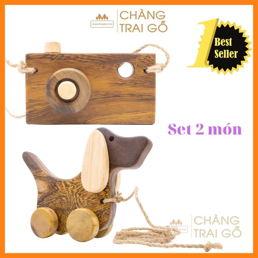 COMBO ( CHÚ CHÓ LẮC TAI &amp;amp; MÁY ẢNH ) | ĐỒ CHƠI GỖ CHÀNG TRAI GỖ