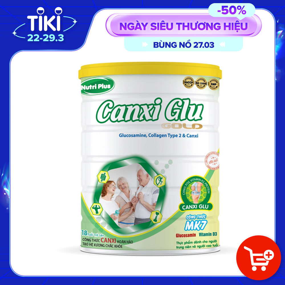 Sữa Bột CANXI GLU Dành Cho Người già (Bổ Sung Canxi, Ngăn Ngừa Loãng Xương) (900g)_Nutri plus_NCG45