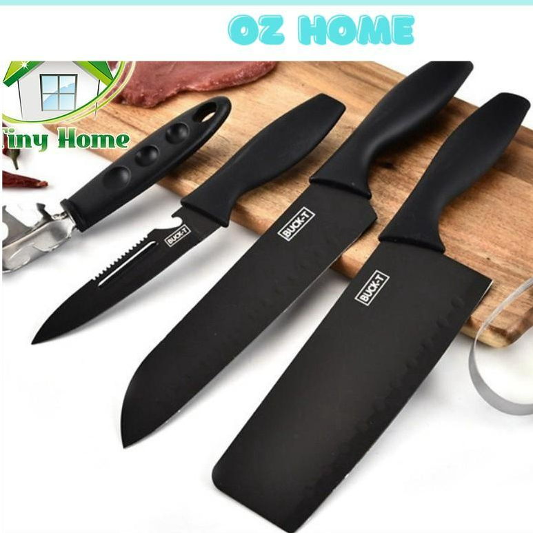 Bộ Dao Nhà Bếp ️️ Dao Đa Năng Thép Hợp Kim Không Gỉ - Bộ Buck-I Cao Cấp 5 món