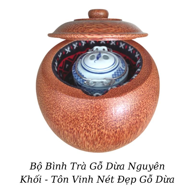 Bộ Bình Trà Gỗ Dừa Nguyên Khối Gọn Đẹp - Tôn Vinh Nét Đẹp Gỗ Dừa - Bình Trà 800 - 900ml