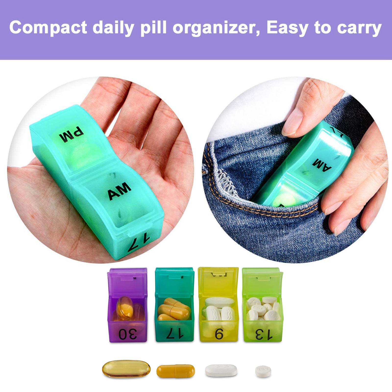 2xRainbow Monthly Pill Organizer 32 Compartments Dispenser Box Container