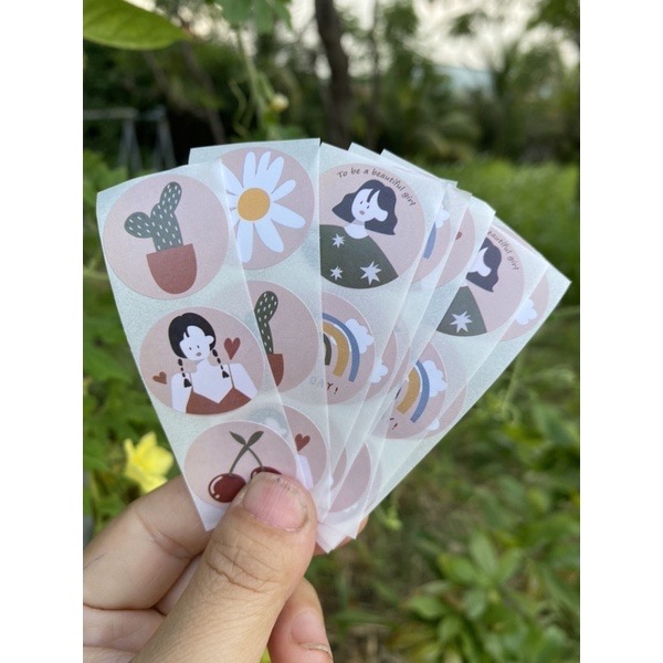 100 Tem Nhãn Dán Sticker Decal 2.5cm/1Inch- Cô Gái