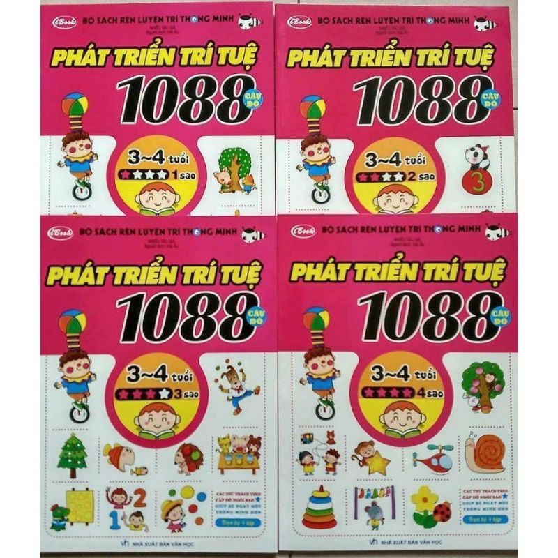 1088 câu đố phát triển trí tuệ 3-4 tuổi (bộ 4 cuốn)