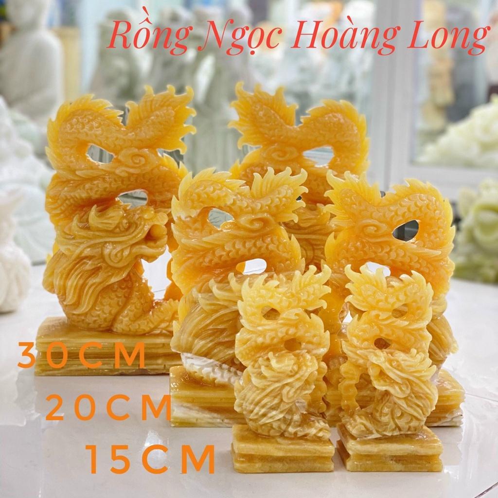 Cặp Rồng Đứng Phong Thủy Đá Ngọc Hoàng Long - cao 15cm