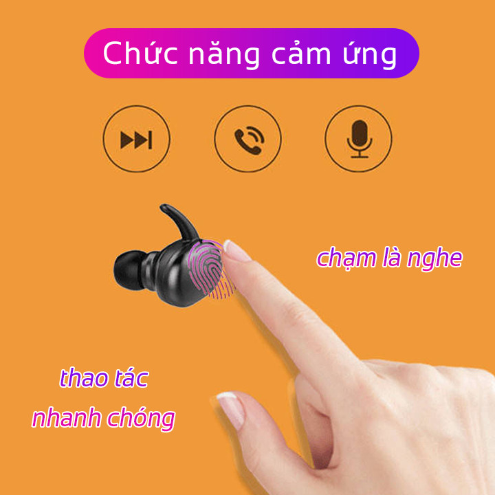 Tai nghe bluetooth 5.0 cảm biến vân tay TWS4 - 2 tai nghe, có hộp sạc