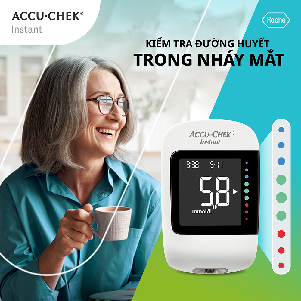 Máy Đo Đường Huyết ACCU-CHEK Instant Đo Được 4 Loại Mẫu Máu, Có Kết Nối Bluetooth - Chưa Có Que Thử