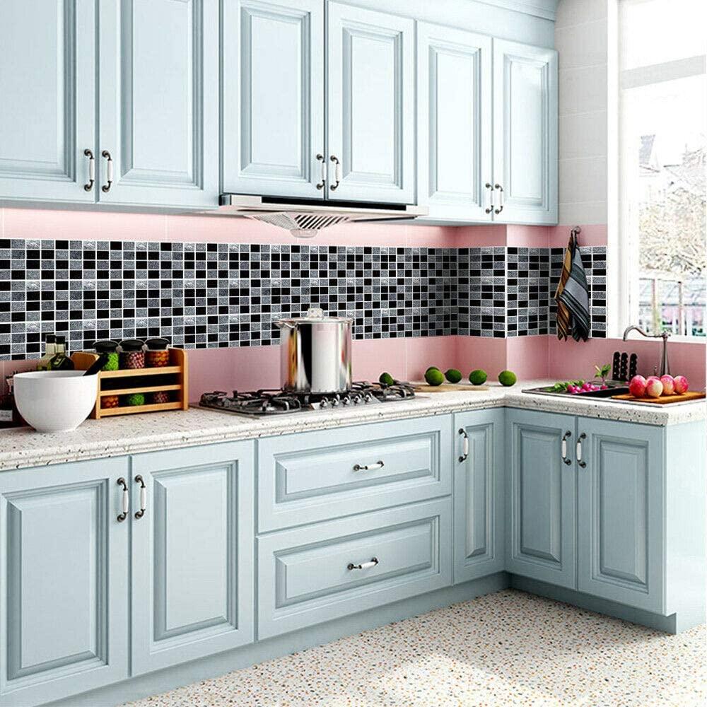 Nhãn dán gạch cho phòng tắm và nhà bếp, 30 miếng gạch dán tường không thấm nước, nhãn dán dính cho gạch tường kích thước 10x10cm