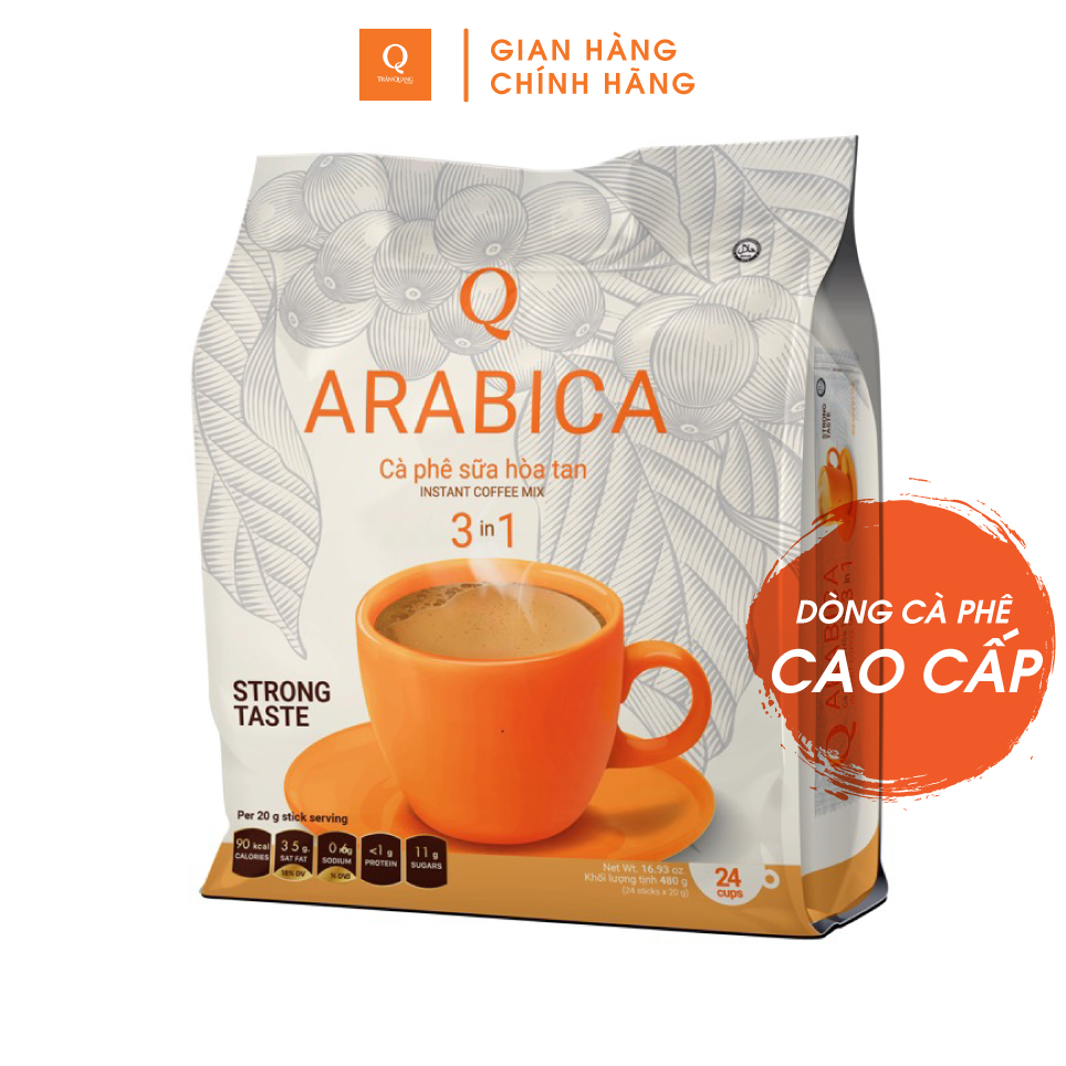 Cà phê Hòa tan 3in1 Arabica cafe sữa uống liền (bịch 24 gói x 20gr) ca phe Trần Quang Việt Nam Coffee