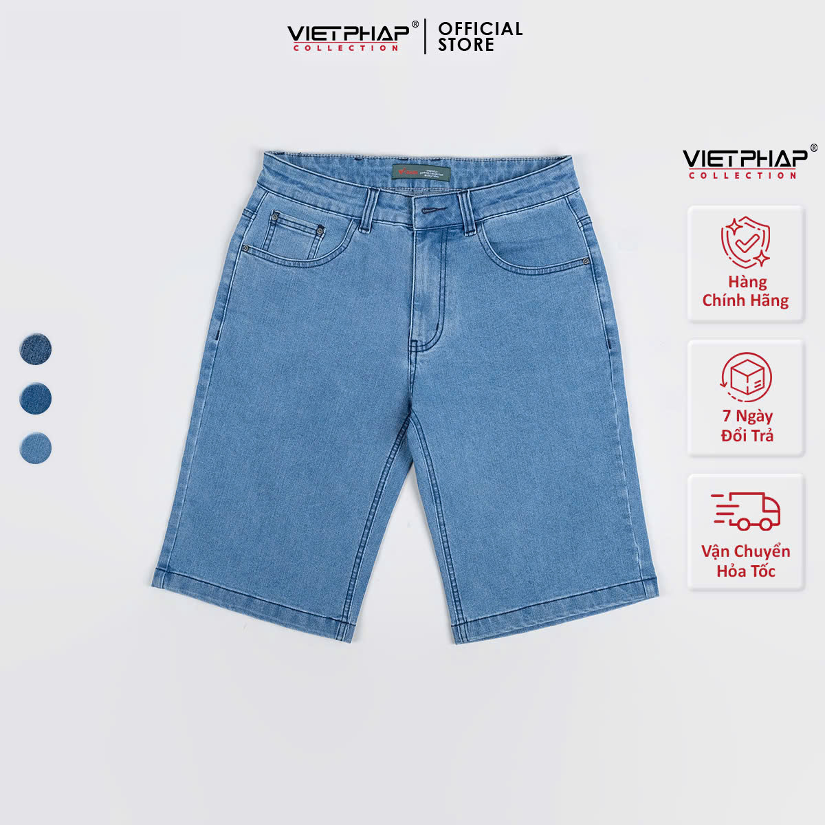Quần Short Jeans Nam VIỆT PHÁP Chất liệu Jeans Cotton Cao Cấp co giãn, độ bền màu cao 0313