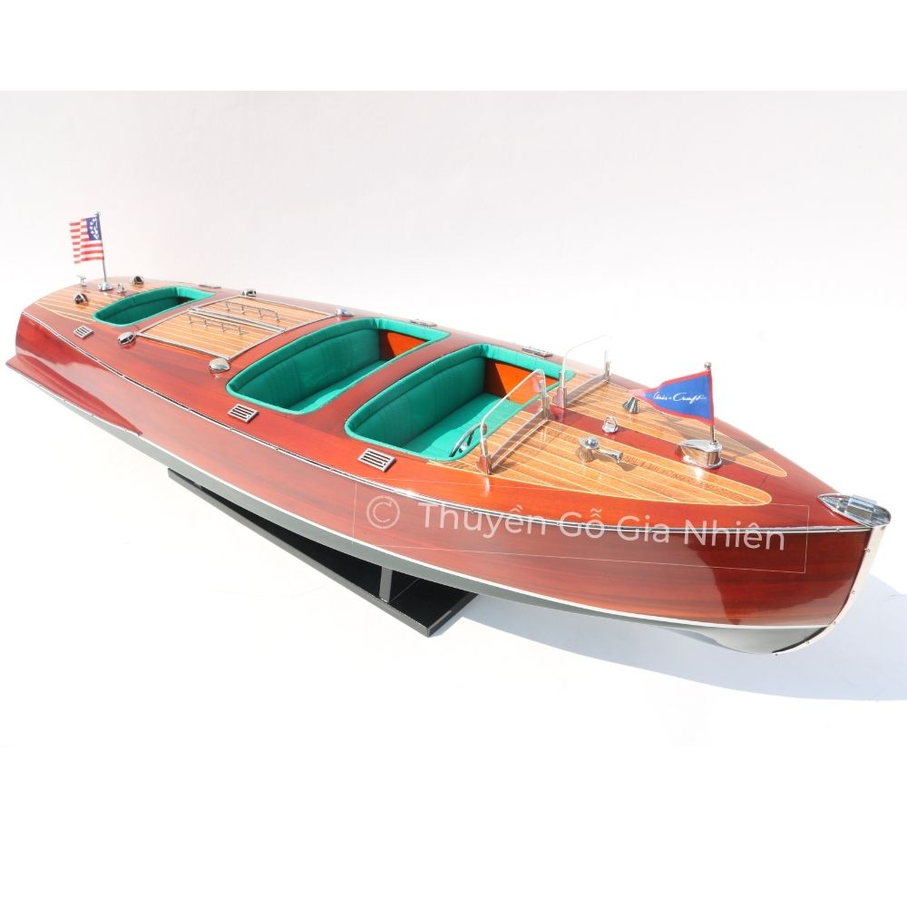 Mô Hình Thuyền Gỗ Phong Thủy Dạng Thuyền Đua Tốc Độ CHRIS CRAFT TRIPLE COCKPIT 1930 Chính Hãng Hàng Xuất Khẩu Chất Lượng Cao