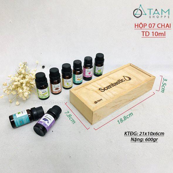 Set Hộp gỗ gồm 7 chai tinh dầu thiên nhiên Scentastic 10ml