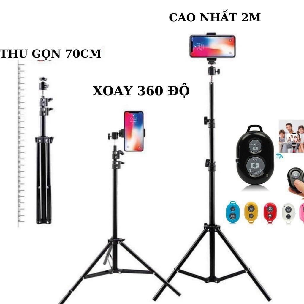 Chân giá đỡ điện thoại, giá đỡ đèn livestream, chân quay tiktok, video clip, chụp ảnh selfie cao 2M