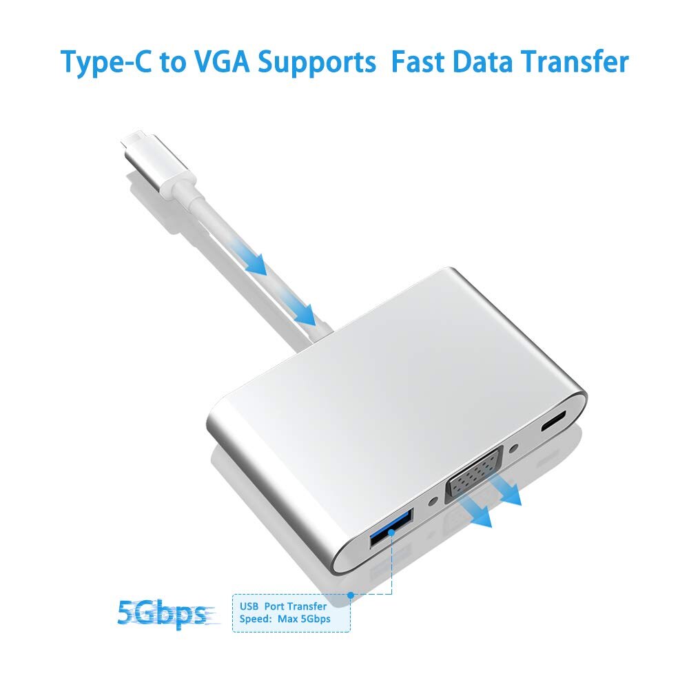 Cáp Chuyển Đổi Type-C Sang USB 3.0 VGA Adapter Cao Cấp AZONE