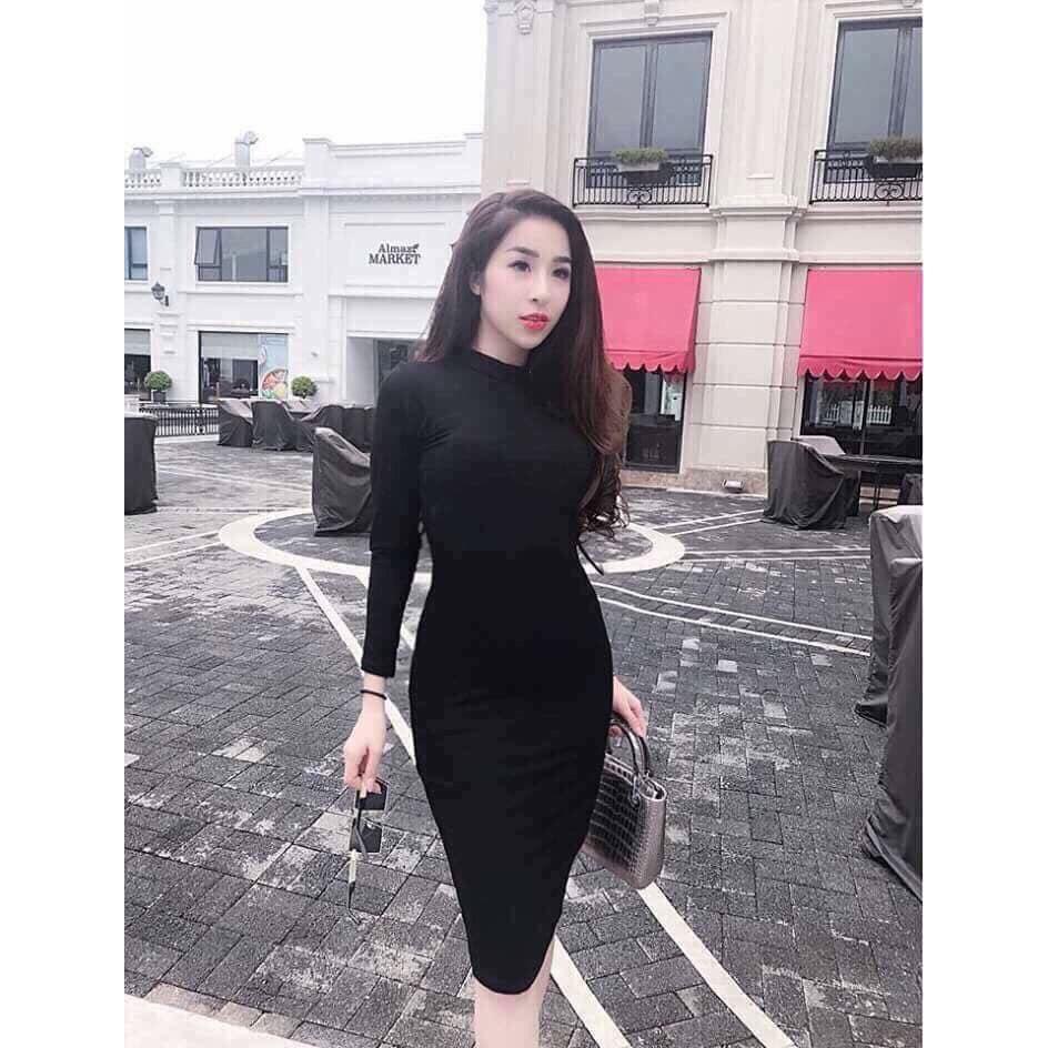 Đầm Body Tay Dài Thun Tăm Nhiều Màu