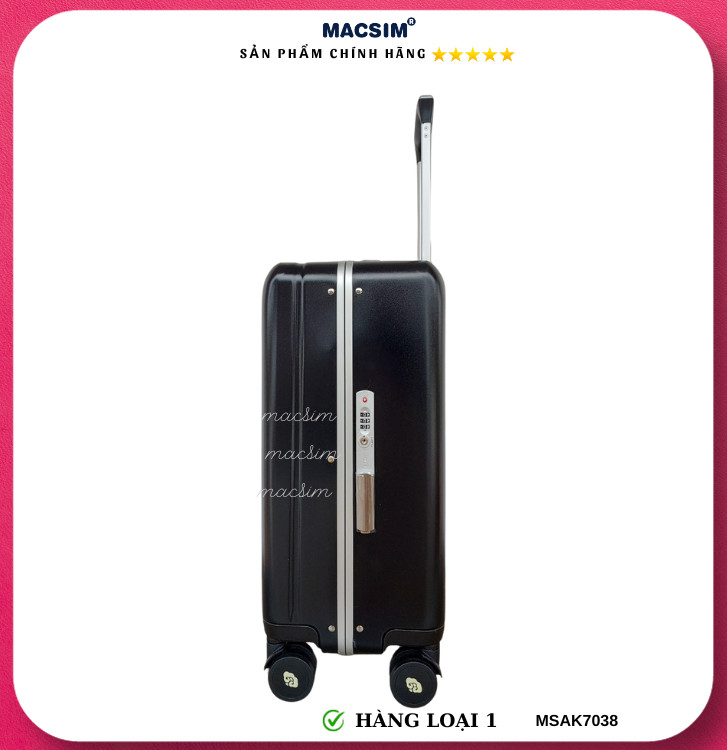 Vali cao cấp Macsim Aksen hàng loại 1 MSAK7038H cỡ 20 inch màu Black, Red
