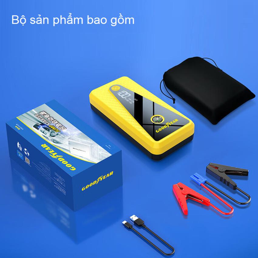 Bộ kích điện bình acquy ô tô, kích nô kiêm pin sạc dự phòng Goodyear GY-2626 - Dung lượng pin: 12000mAh - HÀNG NHẬP KHẨU