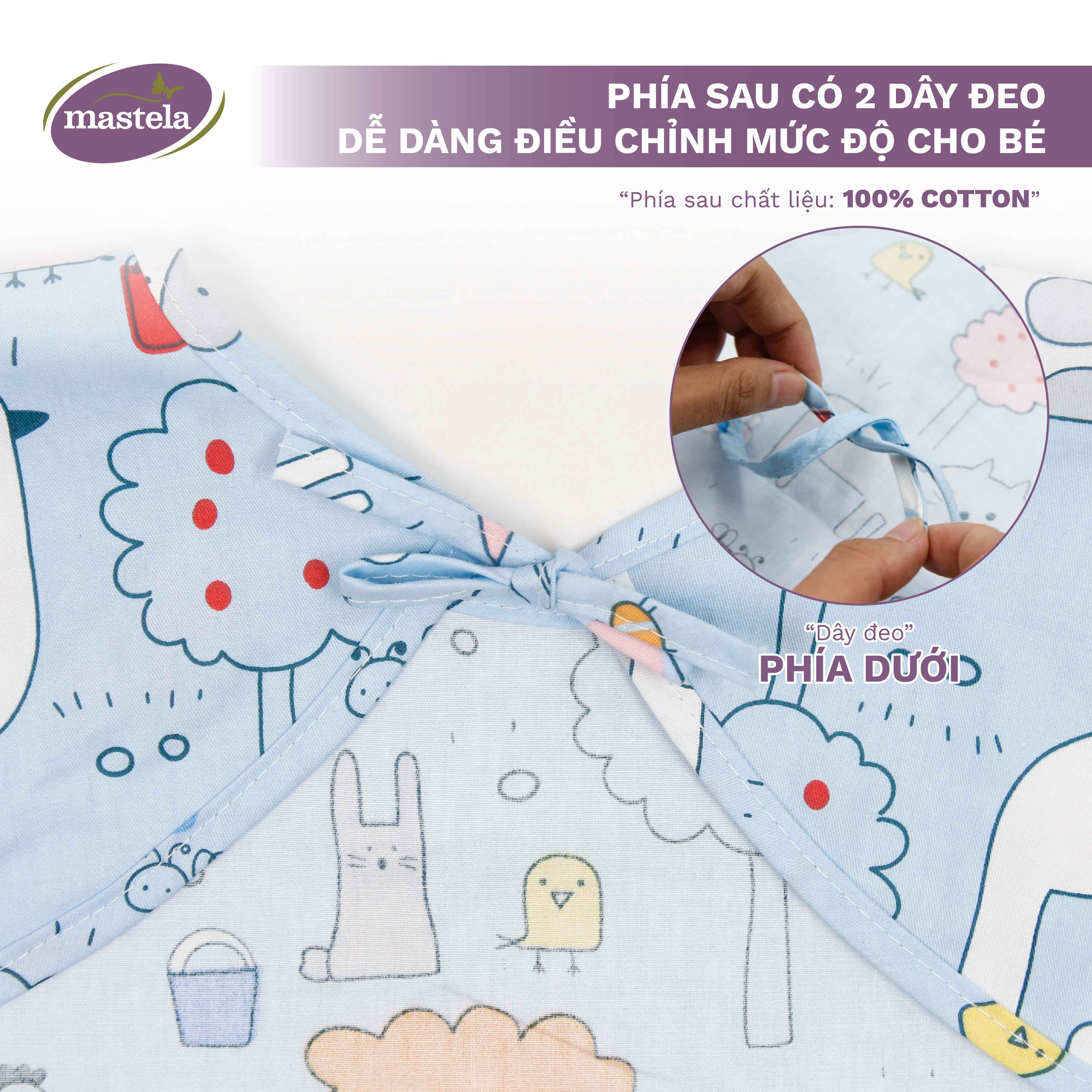 Áo yếm máng dài tay Cotton chống thấm nước cho bé tập ăn dặm, tập vẽ Mastela Dành cho bé từ 0-4 tuổi - Có chọn màu và size