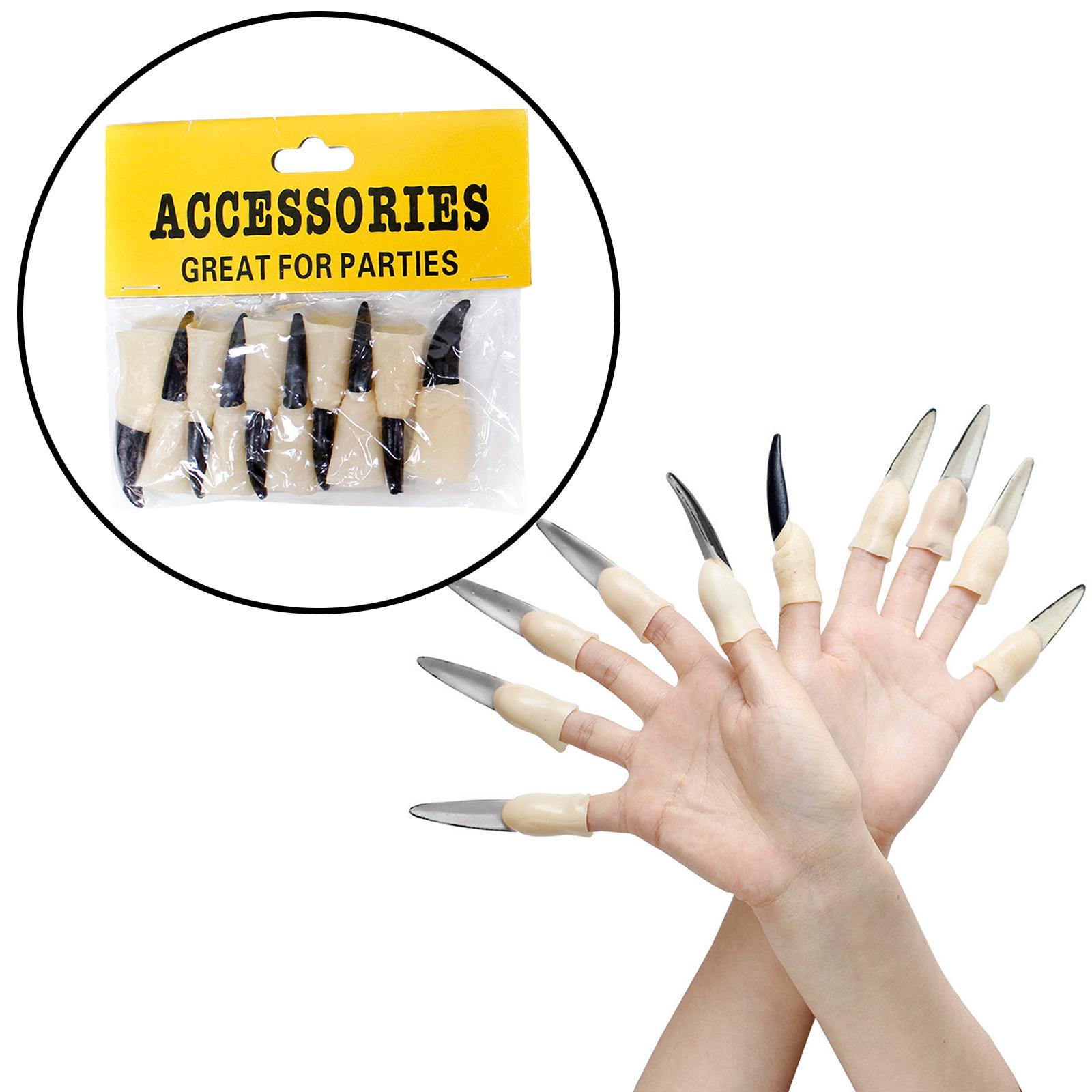 10PCS Fake , Scary Witch Fingers Zombie Finger Claws Zombie Nail Cover Halloween Costume Cosplay Accessories