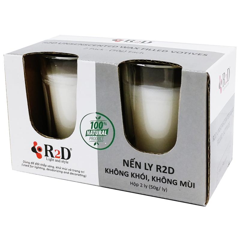 Hộp 2 Nến Ly Không Khói Không Mùi R2D (50gr/ Ly)