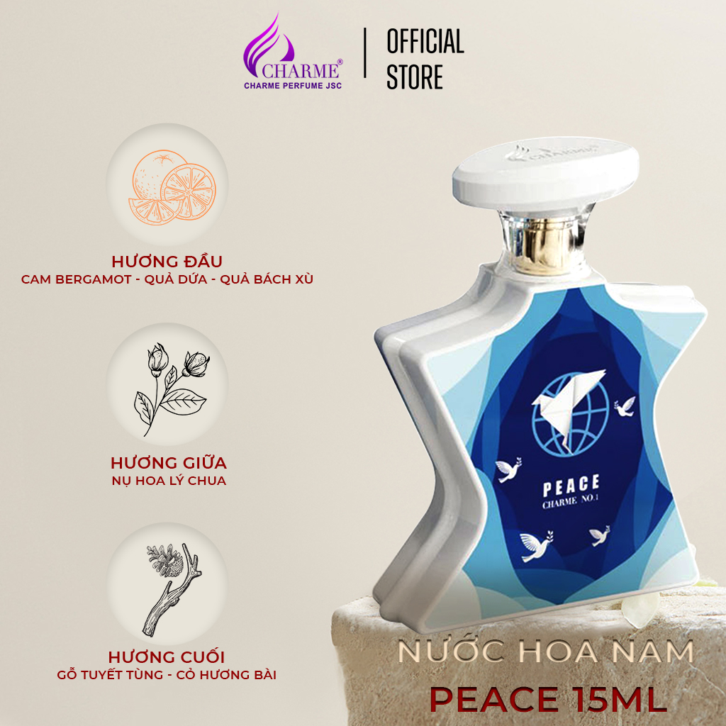 Nước hoa nam cao cấp Charme N0.1 Peace 15ml sự khác biệt cho người đàn ông lịch lãm yêu thích sự nhẹ nhàng
