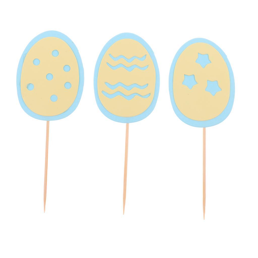 3pcs/Set Happy Easter Eggs Cupcake Picks Cake Topper Easter Decor