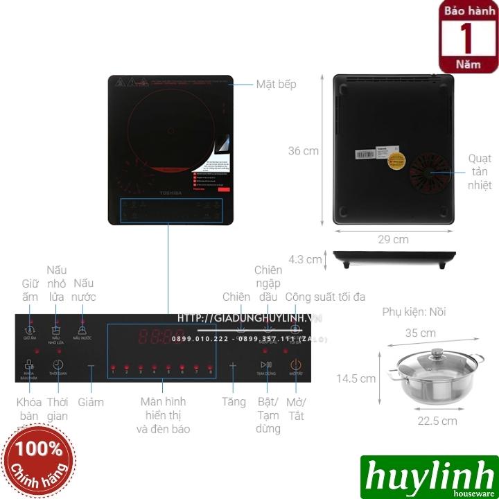 Bếp điện từ đơn Toshiba IC-20S1PV - 2000W - Tặng nồi lẩu - Hàng chính hãng