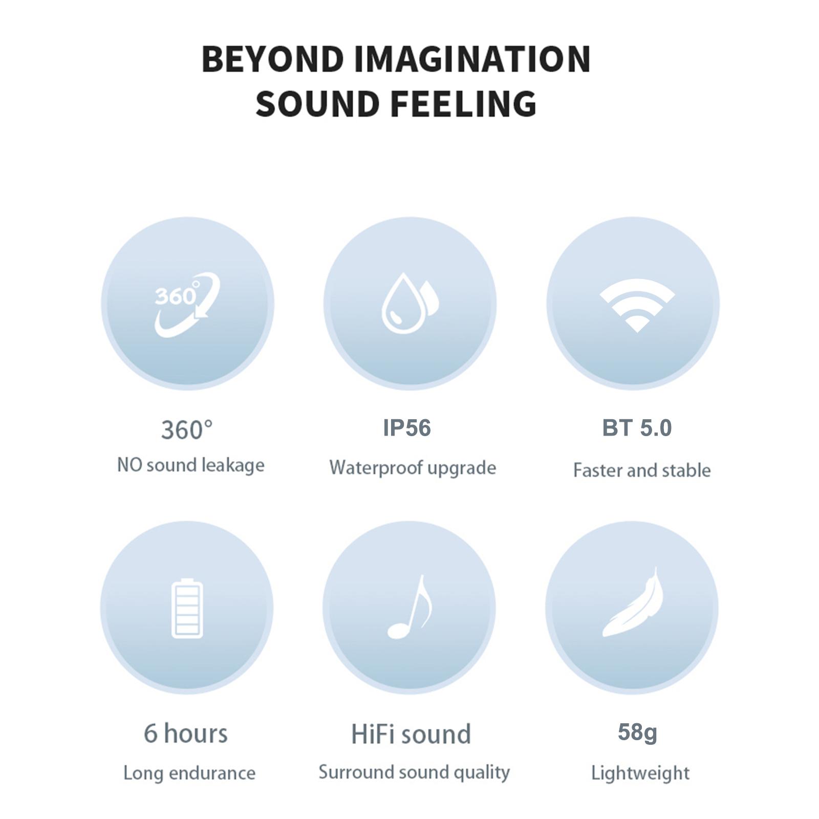 Bone Conduction Headphones Wireless BT5.0 Music Earphone Outdoor Sports Headset Waterproof Hands-free with Microphone