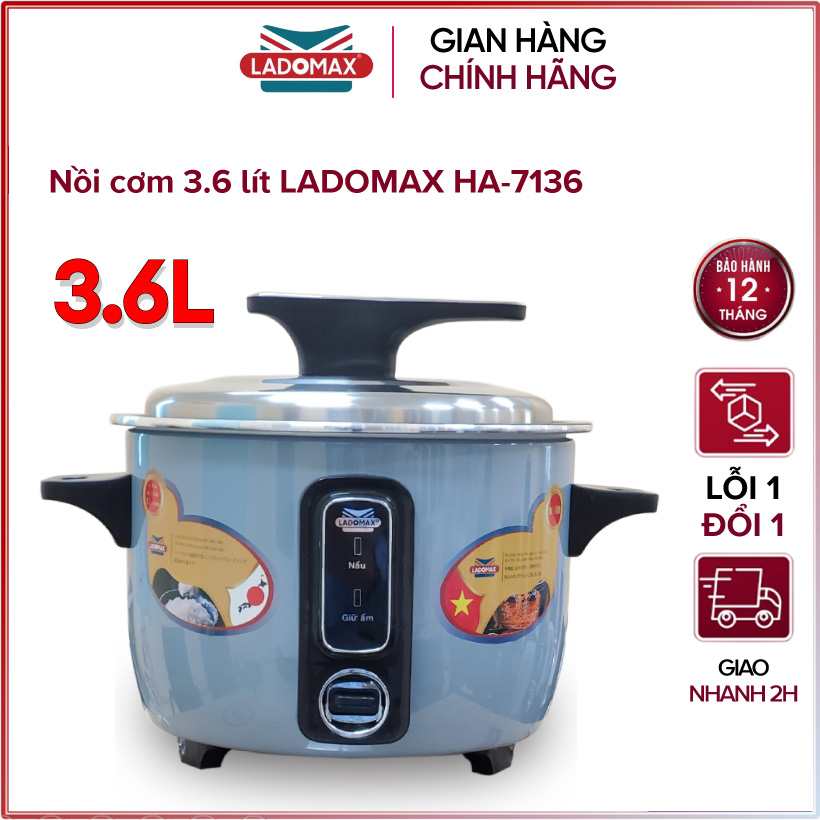 Nồi cơm điện công nghiệp nắp rời 3.6 lít Ladomax HA-7136 - Hàng chính hãng