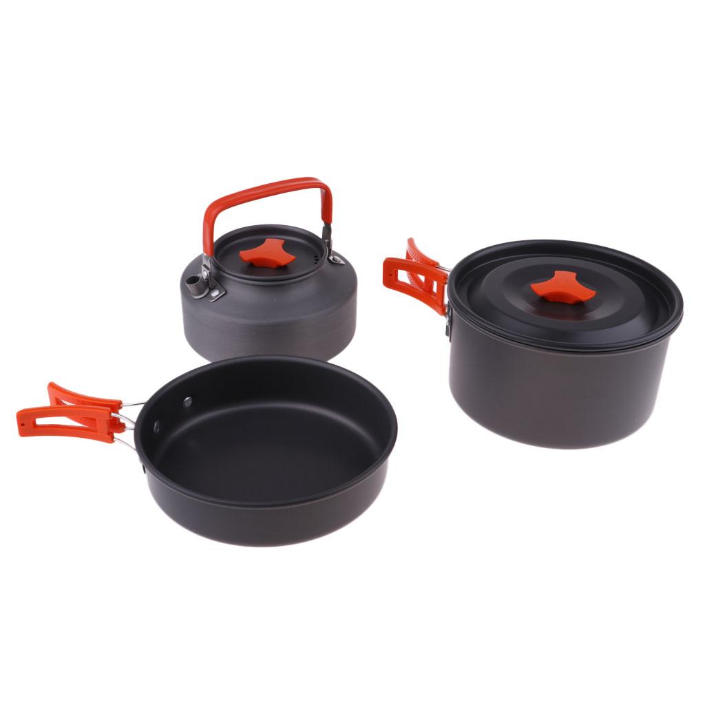 Bộ Nồi Chảo Ấm Siêu Tốc Cắm Trại Gấp Gọn 3 Trong 1
