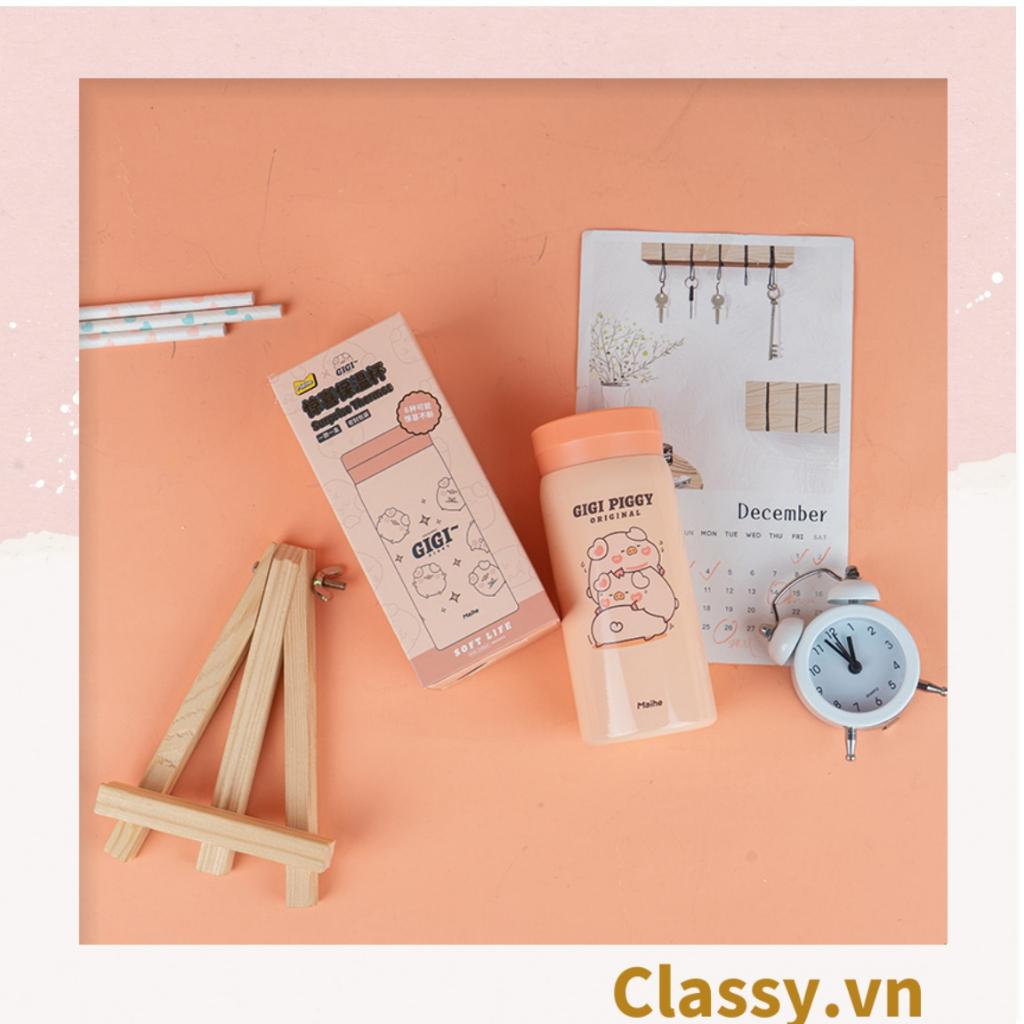 Bình giữ nhiệt Classy inox cao cấp họa tiết heo hồng dễ thương 200ml giữ nhiệt lâu đến 8h PK968