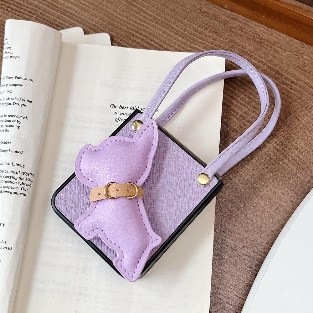 Ốp Lưng Cho Samsung Galaxy Z Flip 5 / Z Flip 4 / Z Flip 3 Tím Retro Xinh Xắn Có Quai Xách - BUM STORE GALAXY CASE