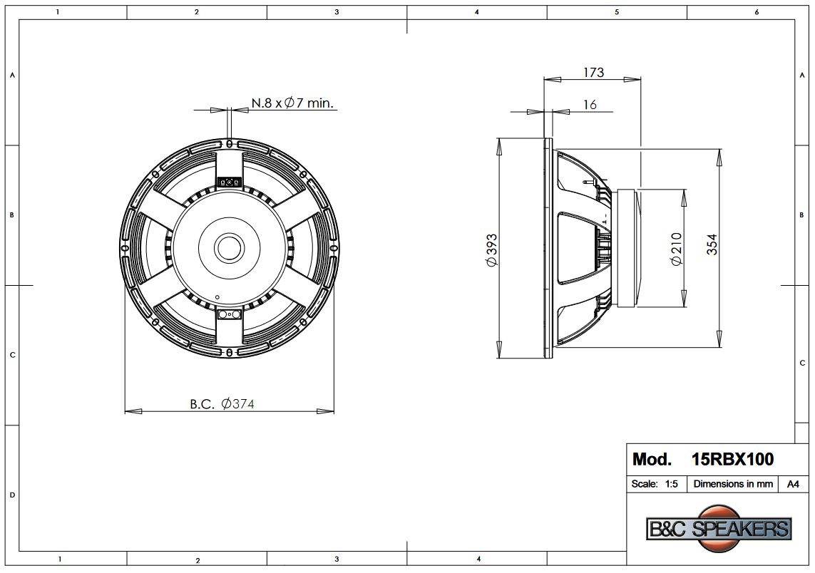 Loa Rời 4 TẤC B&C SPEAKERS-ITALIA 15RBX100 (1 CÁI) – Hàng Chính Hãng