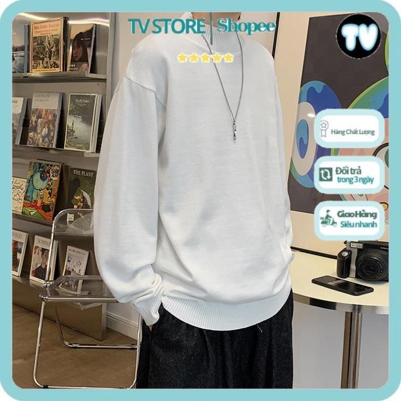 Áo Nỉ Nam TVSTORE Áo Sweater cổ cao tay dài màu sắc đơn giản trẻ trung