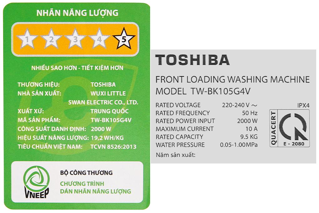 Máy giặt Toshiba Inverter 9.5 Kg TW-BK105G4V(MG) - Hàng chính hãng - Giao hàng toàn quốc