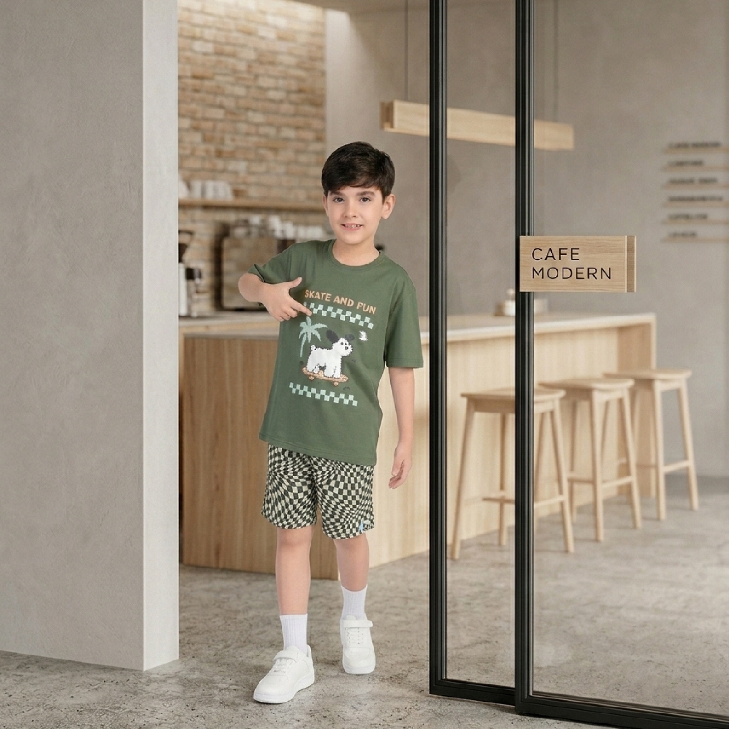 Bộ bé trai ngắn tay Bigfox Miss Meow size đại vải cotton mặc nhà mùa hè cho trẻ em nam 3-11 tuổi