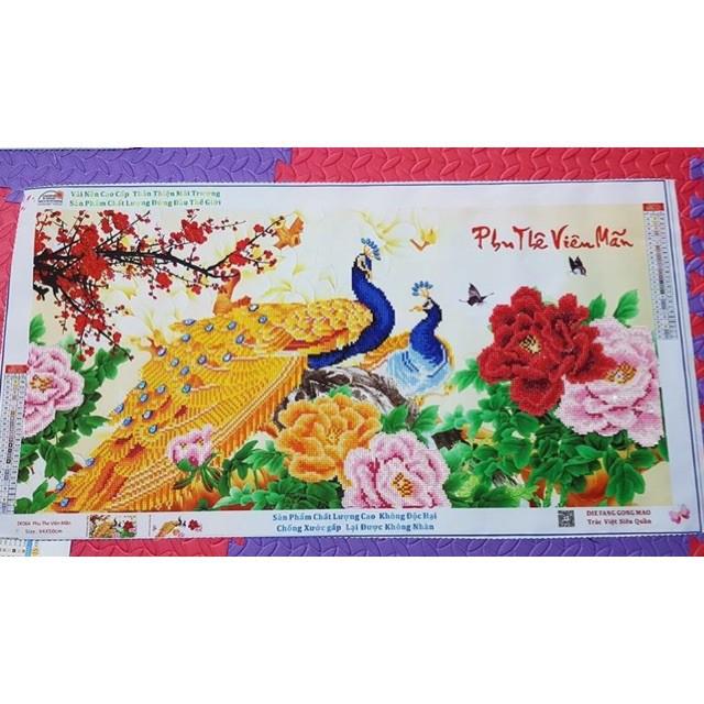 Tranh Đính Đá CÔNG PHU THÊ VIÊN MÃN (ĐÁ ABC CAO CẤP). Kích Thước: 94cm x 50cm