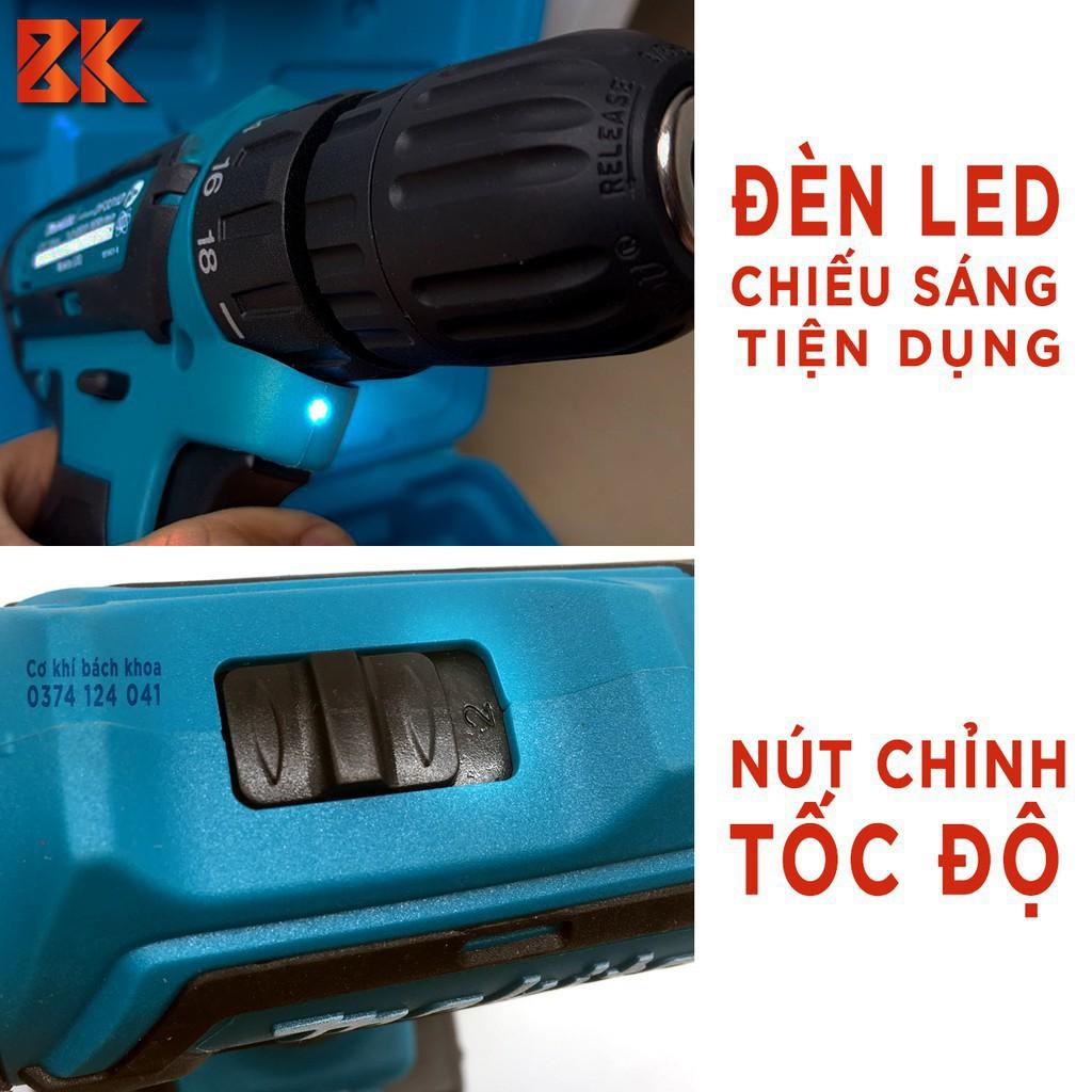 Máy Khoan pin MAKITA Có Búa 21V Kèm Phụ Kiện 24 chi tiết - Máy Khoan tường, bê tông, bắn vít, vặn vít 24V - 2Pin 5 Cell