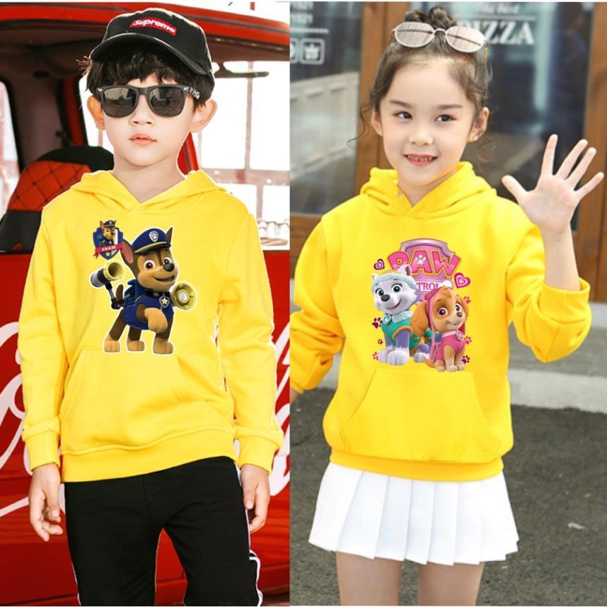 Áo khoác hoodie đội chó cứu hộ paw patrol màu vàng cực chất cho bé trai bé gái