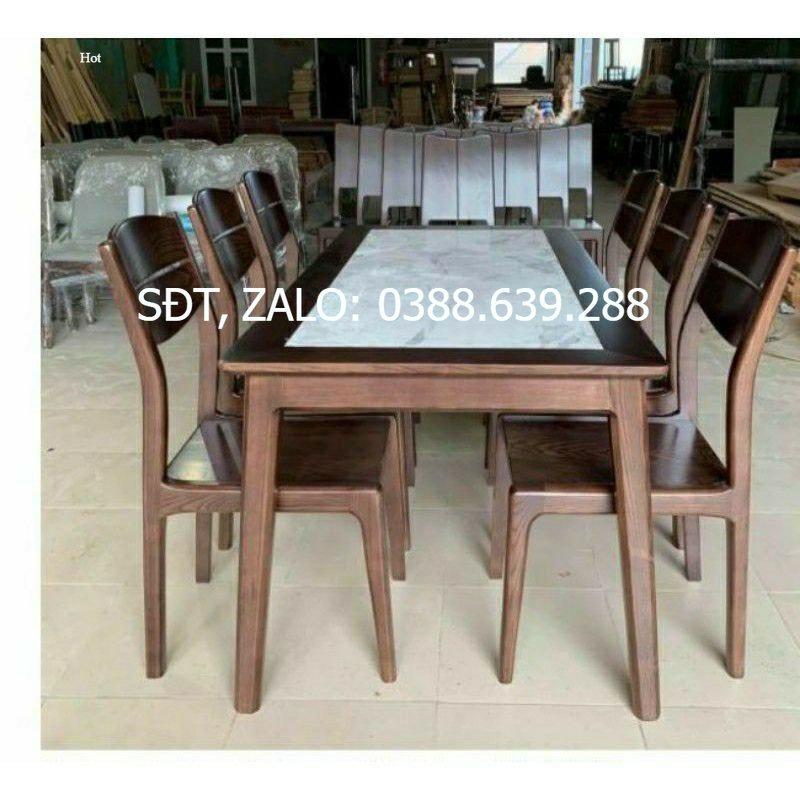 Bộ bàn ăn gỗ sồi cao cấp mặt đá