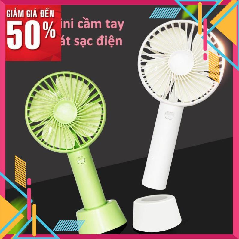 Quạt mini cầm tay tích điện sạc usb dự phòng có chân đế để bàn 3 chế độ gió siêu mát tiện dụng