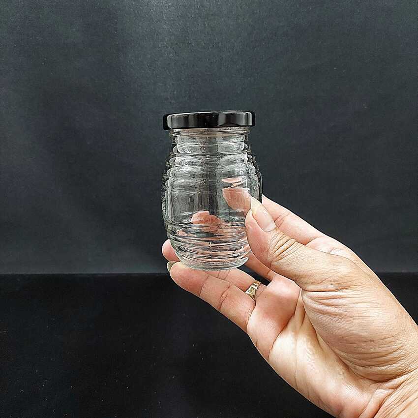 Combo 8 hũ thủy tinh 200ml mẫu con ong nắp thiếc đen vặn – hủ 200ml đựng mật ong, yến chưng, dầu dừa, gia vị, thức uống, sữa chua