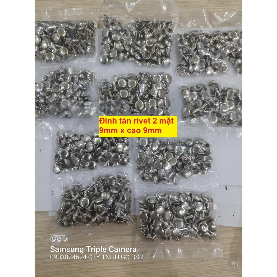 Nút tán rivet 2 mặt Bằng sắt xi Màu bạc, màu vàng, màu đồng Size 5mm, 6mm, 8mm, 9mm Đóng thùng giấy, thủ công